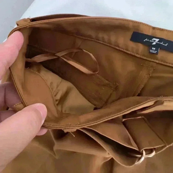 Seven for All Mankind High-Waist Pleated Semi Wide-Leg Trousers Brown Women's M - Picture 12 of 14